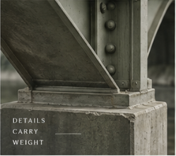 A riveted steel bearing seated on a concrete pier. Marked: details carry weight.